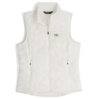 Outdoor Research Women's SuperStrand LT Vest shown in the Snow color option. Front view.