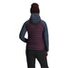 outdoor research women's transcendent hoodie in dark navy/amethyst back model view