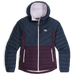 outdoor research women's transcendent hoodie in dark navy/amethyst front flat view