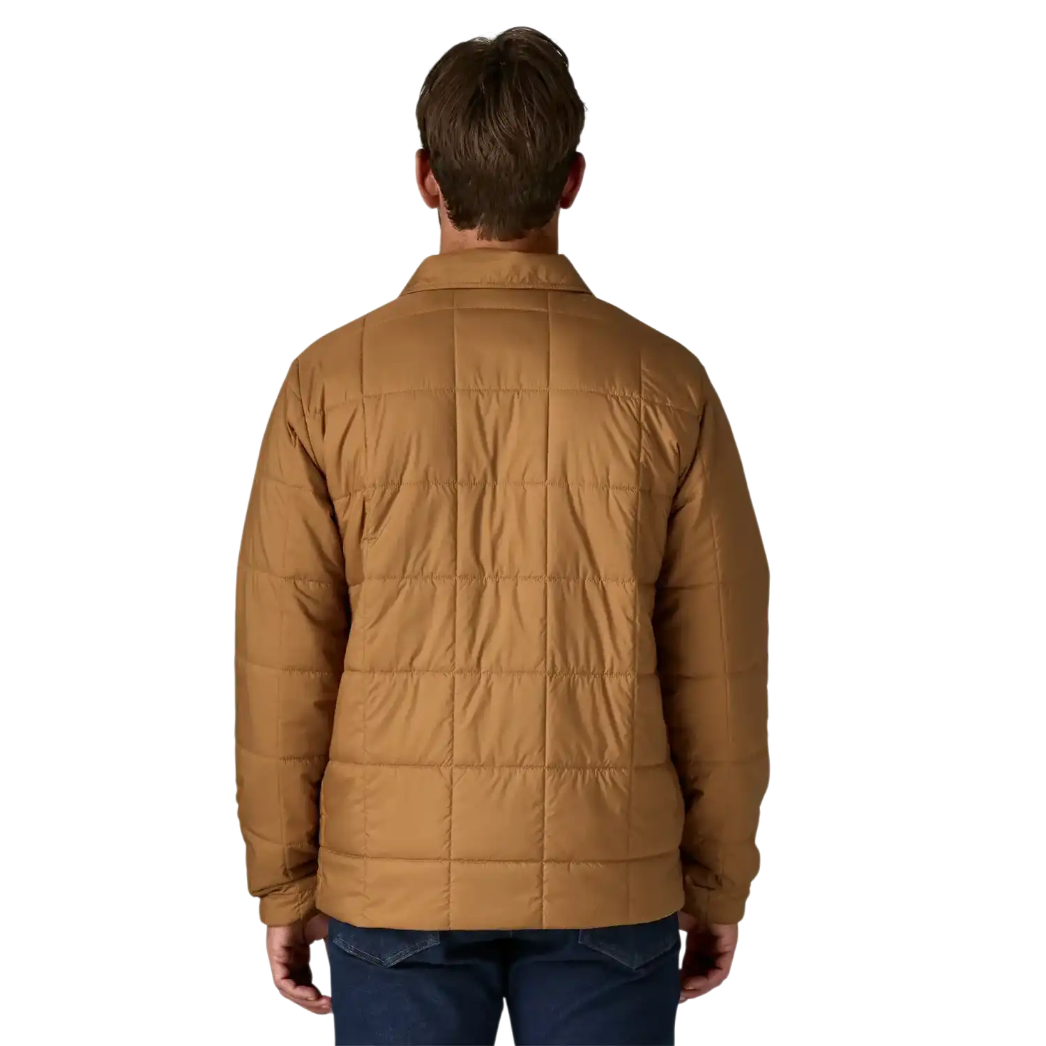 Patagonia Men's Light Gust Shirt Jacket in Deer Brown, back view on model 