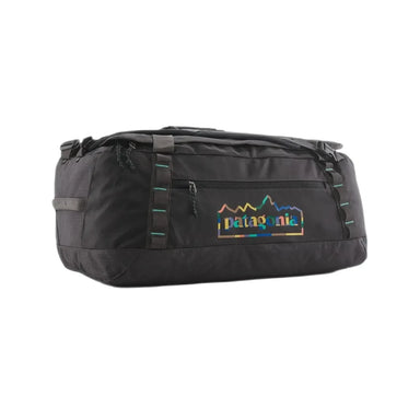 Patagonia Black Hole® Duffel Bag 55L shown in the Matte Unity Fitz: Ink Black color option, side view.