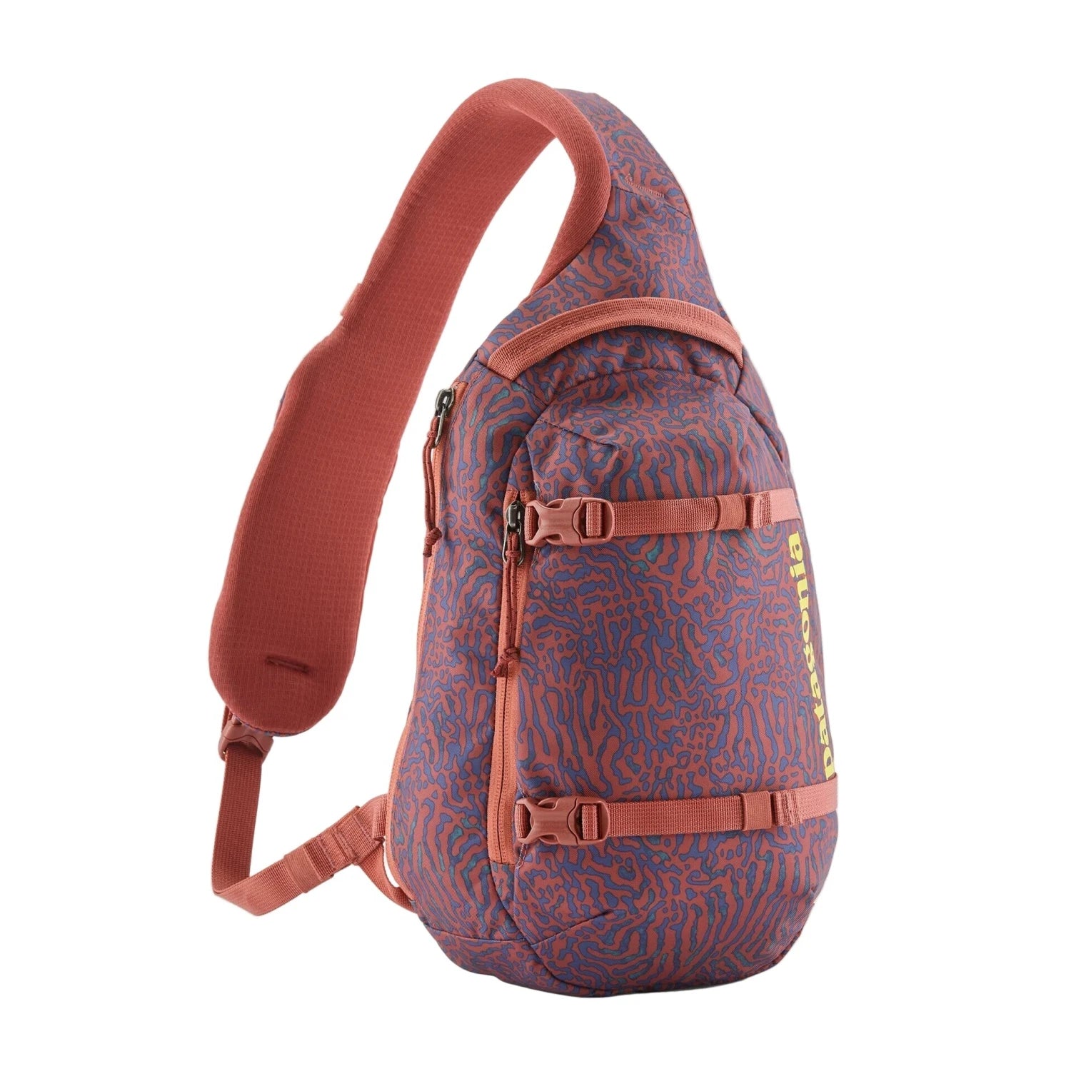 Patagonia Atom Sling Bag 8L in Sea Run Potters Red, front view flat