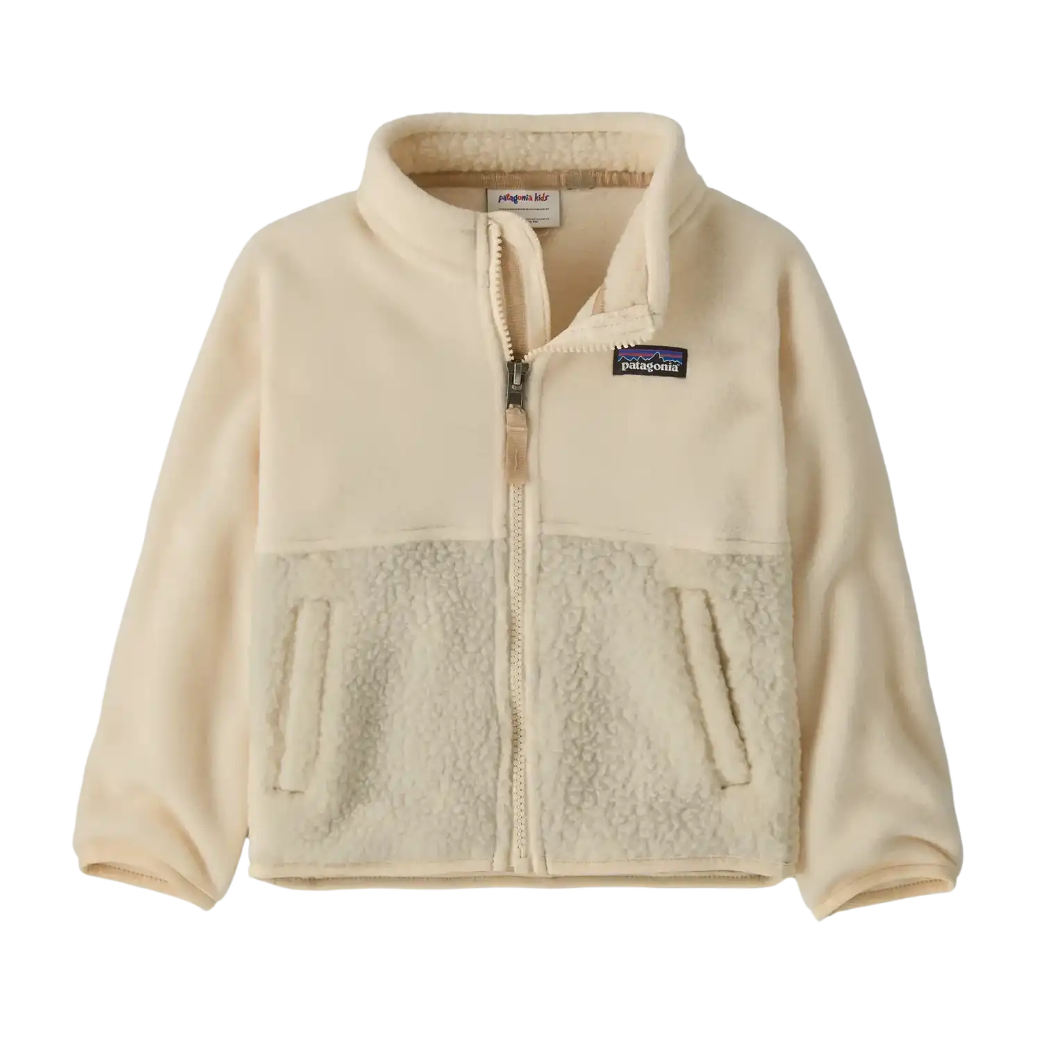 Patagonia Baby Cozy Fluff Jacket in Natural, front view flat