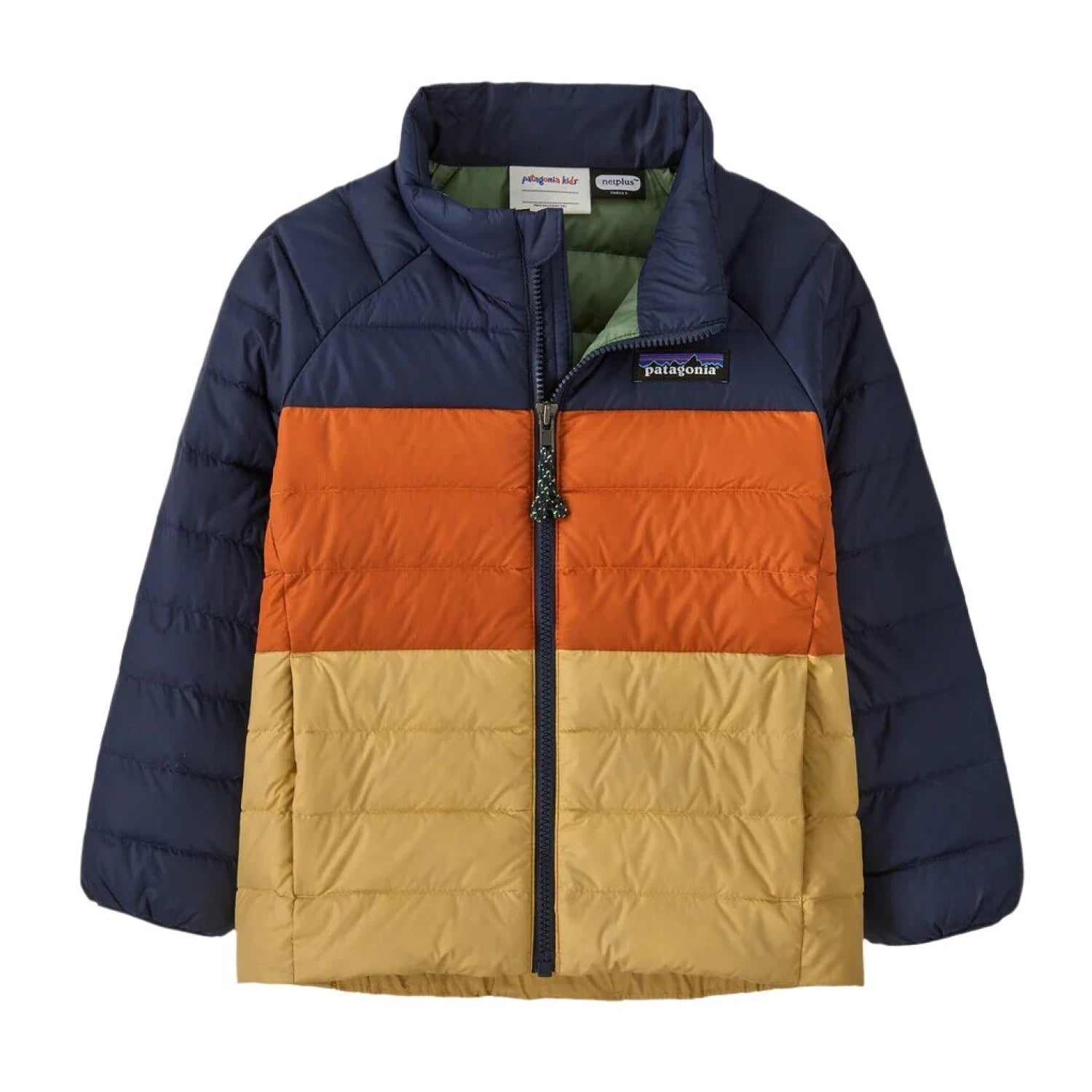 Patagonia Baby Down Sweater™, New Navy Redtail Rust, front view flat