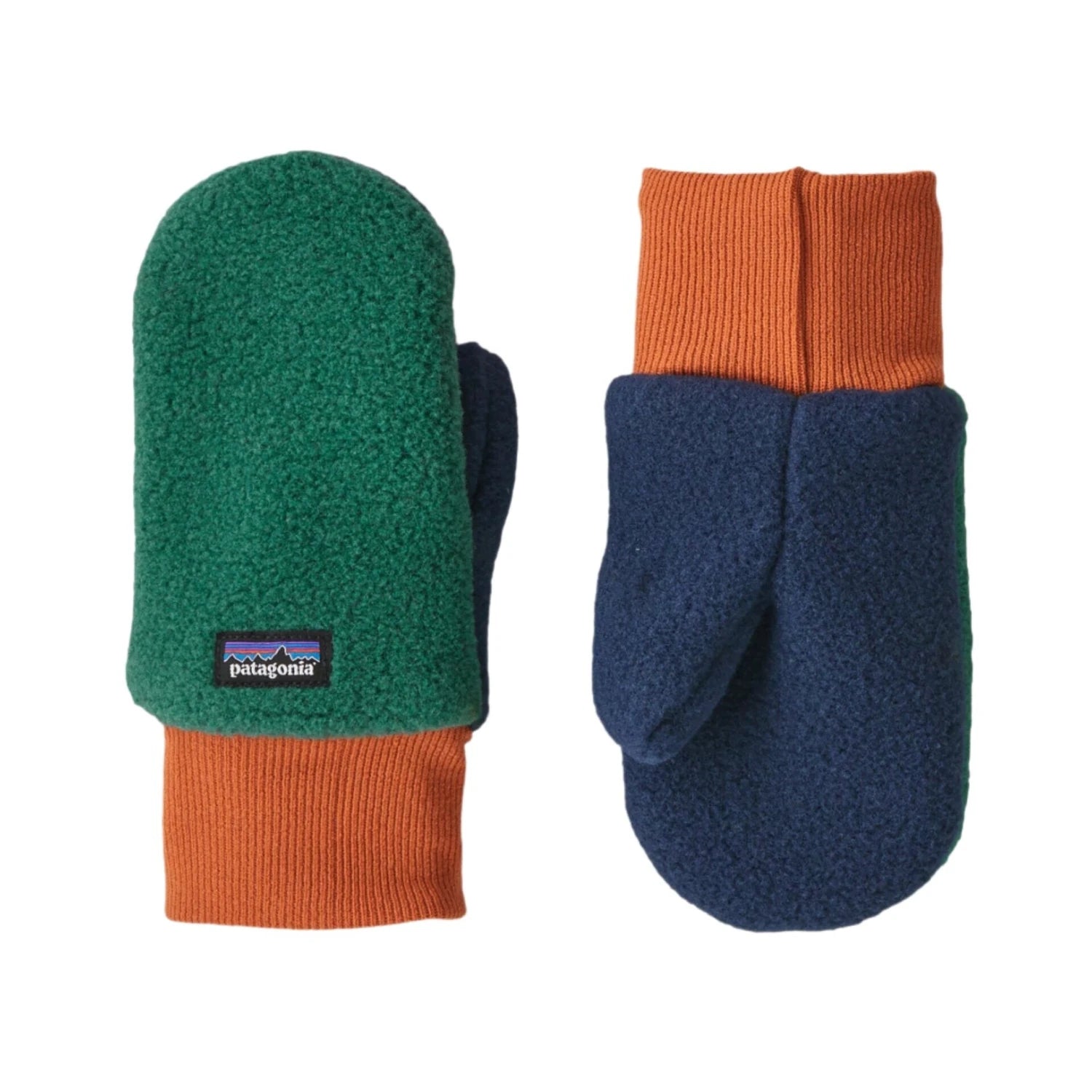 Patagonia Baby Pita Pocket Mittens, Conifer Green, view of top and bottom