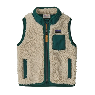 Patagonia Baby Retro-X® Fleece Vest in Natural Cascade Green, front view flat