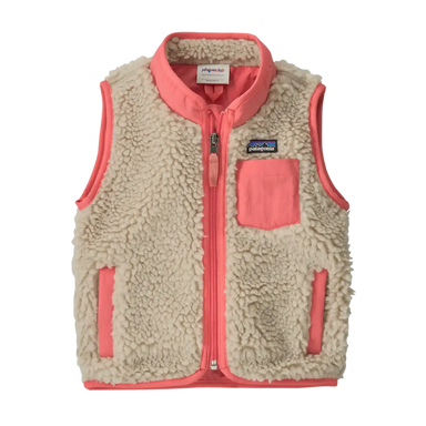 Patagonia Baby Retro-X® Fleece Vest in Natural with Sparkle Pink, front view flat