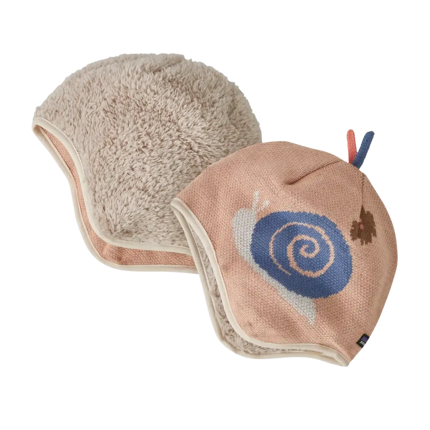 Patagonia Baby Reversible Beanie in Tiny World Pink, view of inside and outside of hat flat