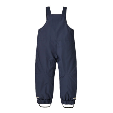 patagonia baby snow pile bibs in new navy back flat view