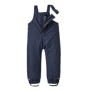 patagonia baby snow pile bibs in new navy front unzipped view