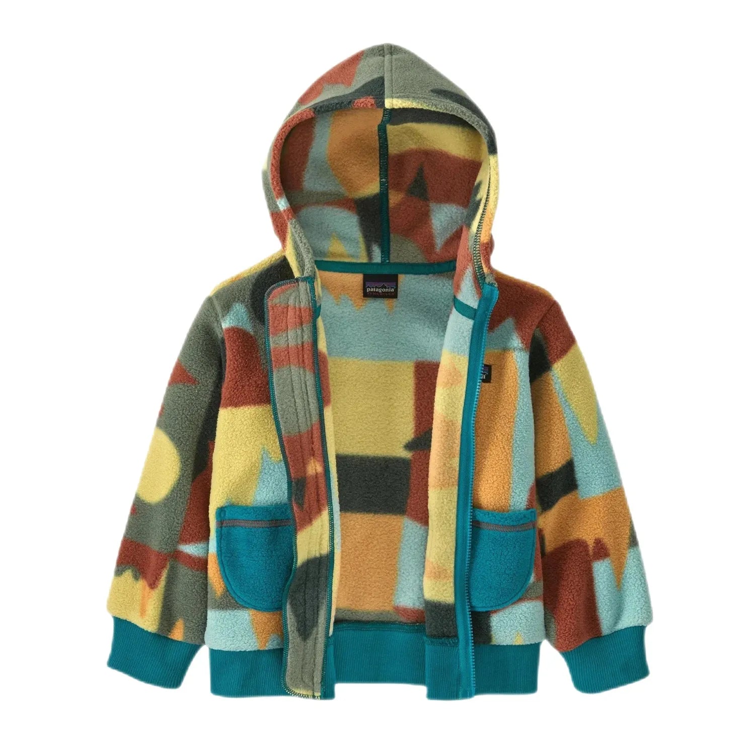 Patagonia Baby Synchilla® Fleece Cardigan shown in the Fronterita: Skiff Blue color option.  Open view