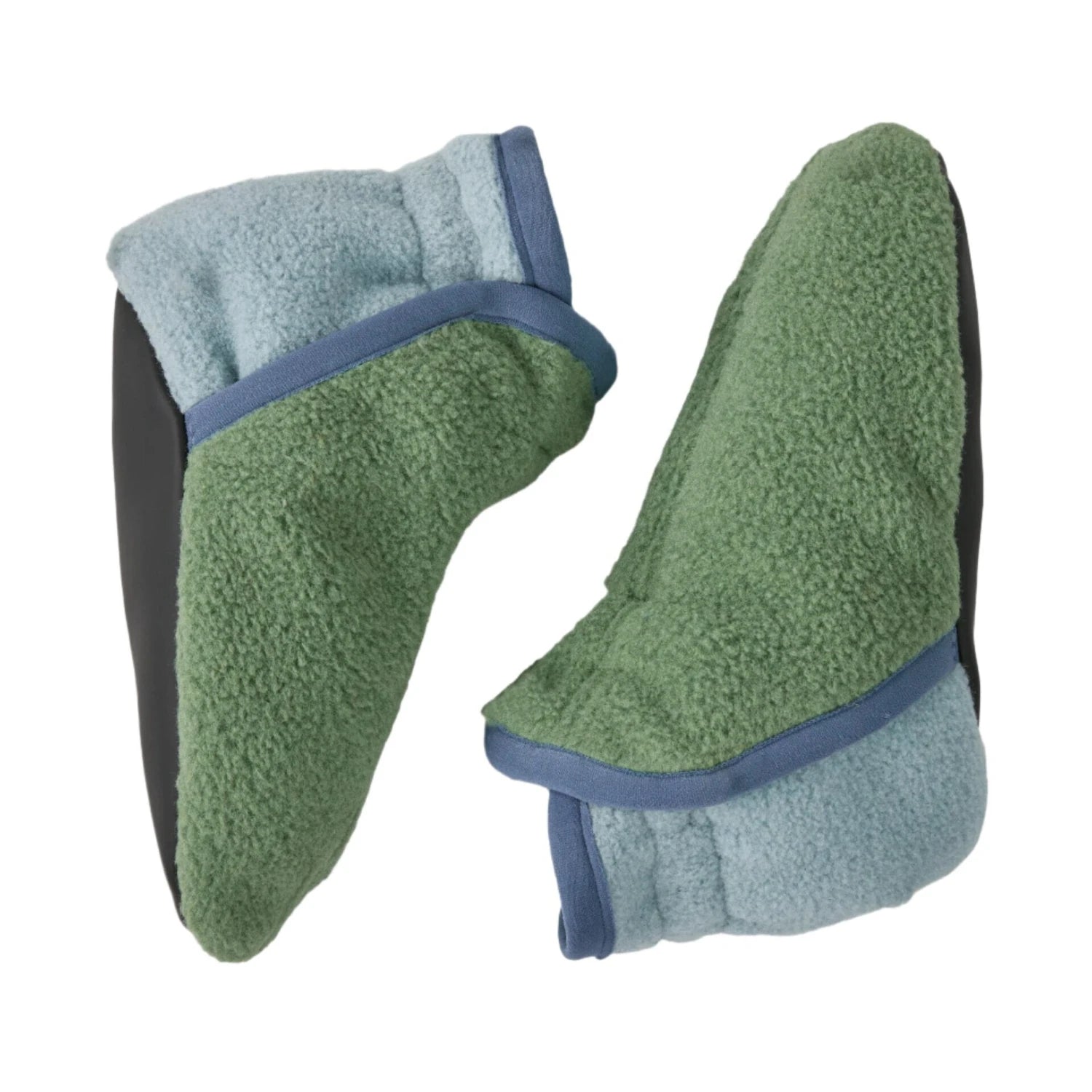 patagonia baby synchilla fleece booties in thermal blue flat view