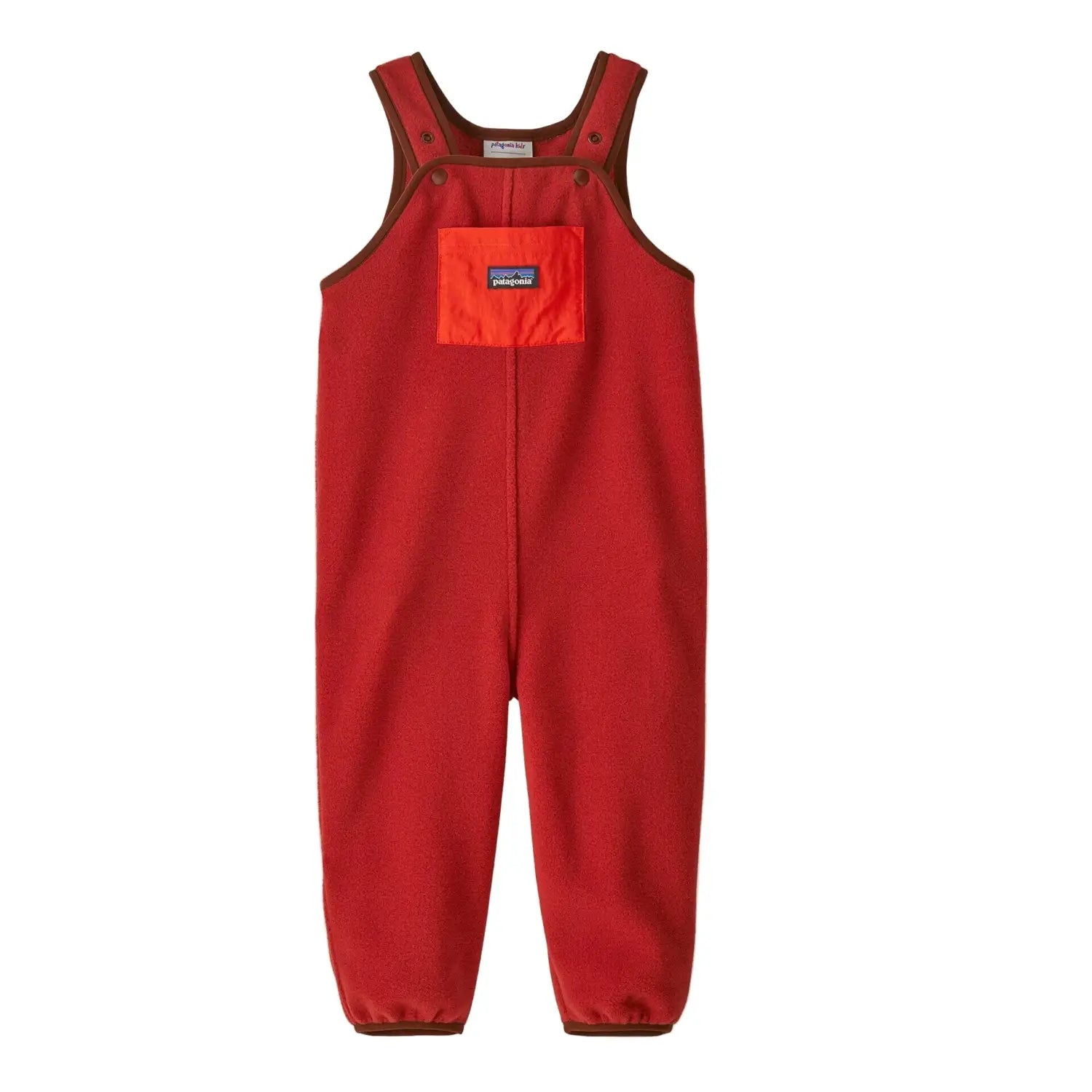 Patagonia Baby Synchilla® Fleece Overalls in Amanita Red, front view flat 