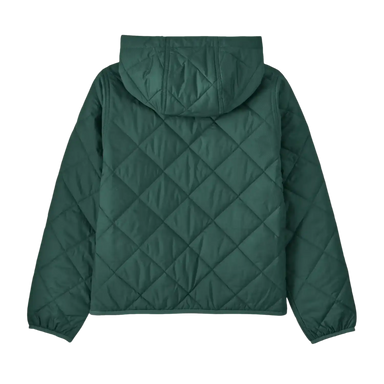 Patagonia Kid's Diamond Quilted Hoody in Cascade Green, back view flat