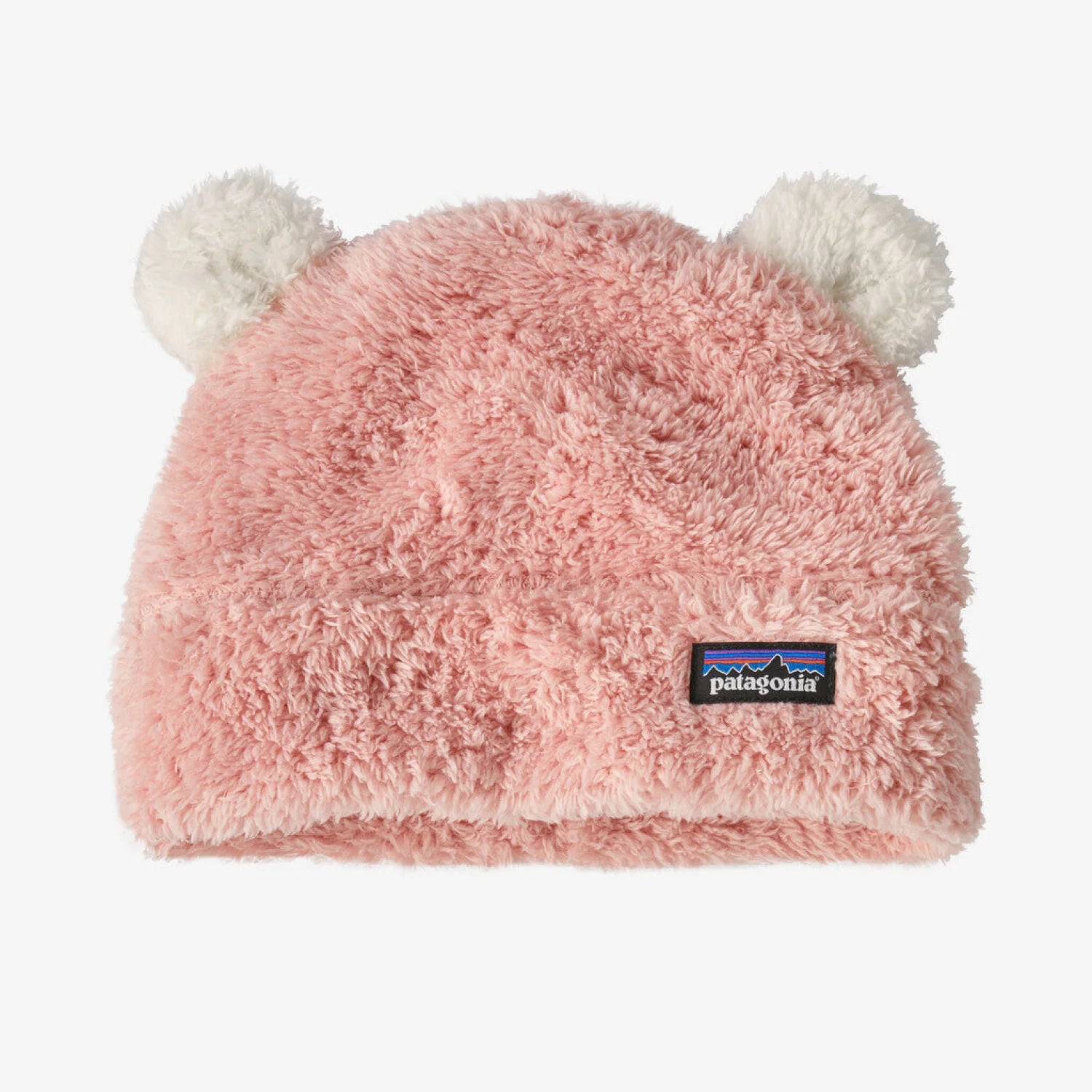 Patagonia Baby Furry Friends Fleece Hat shown in Mallow Pink.