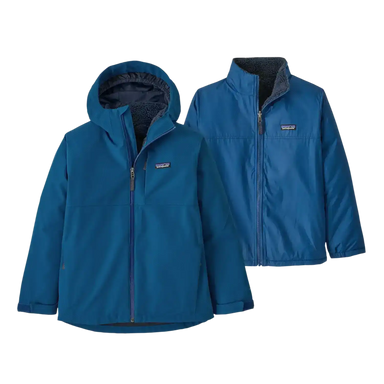 Patagonia Kid's 4-in-1 Everyday Jacket in Clement Blue, front view flat