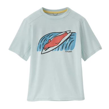 Patagonia K's Capilene® Silkweight T-Shirt, Surf Seal Wispy Green, front view flat 