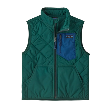 Patagonia Kid's Diamond Quilted Vest in Cascade Green, front view flat