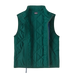 Patagonia Kid's Diamond Quilted Vest in Cascade Green, front view flat with vest unzipped to see the inside