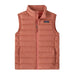 Patagonia Kid's Down Sweater Vest in Moment Pink, front view flat