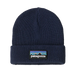 Patagonia Kid's Logo Beanie in P-6 Logo New Navy, front view flat