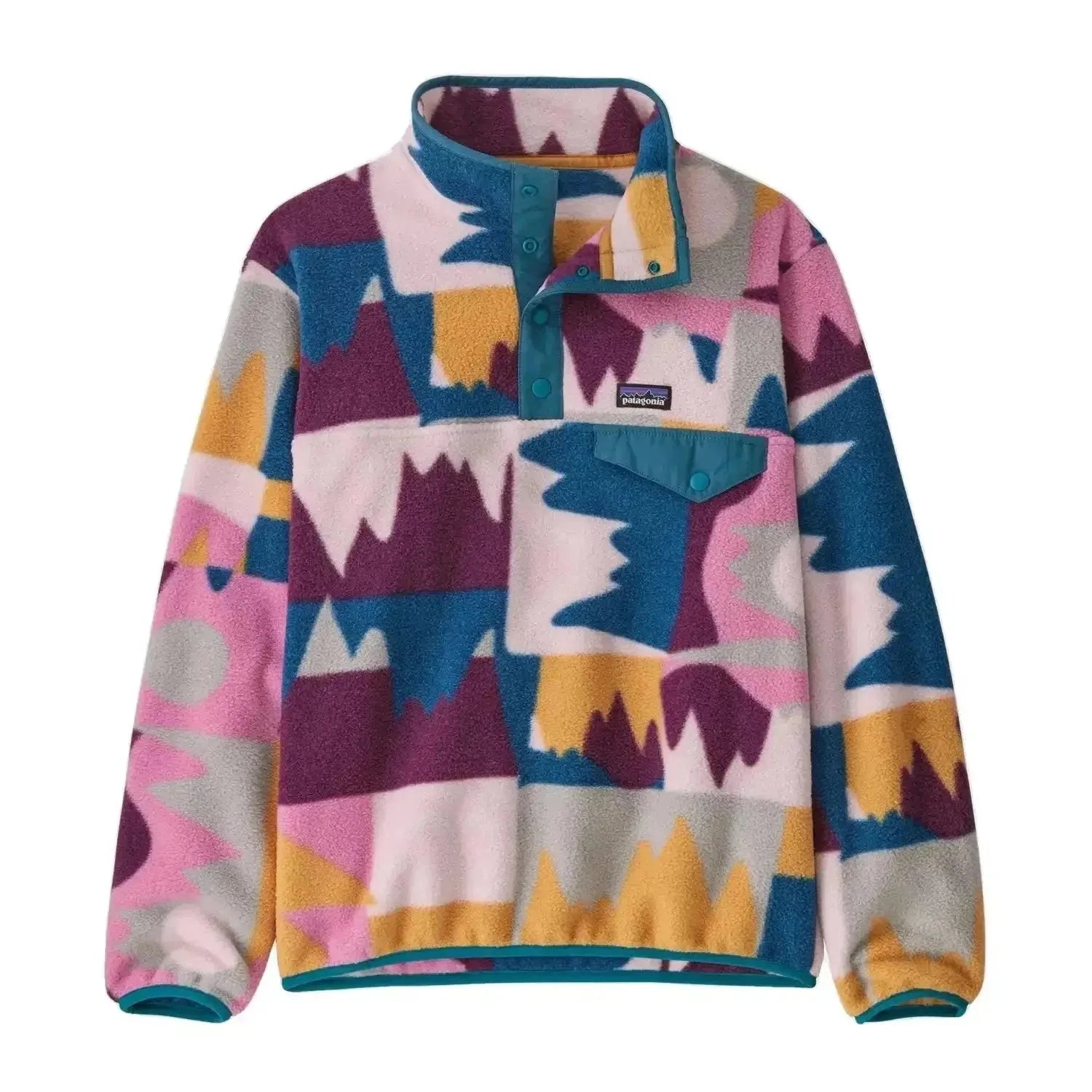 Patagonia K's Lightweight Synchilla® Snap-T® Fleece Pullover, Frontera Marble Pink, front view 