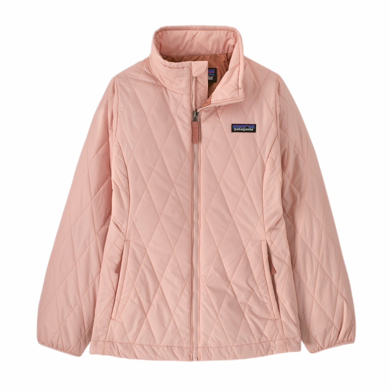 Patagonia K's Nano Puff® Diamond Quilt Jacket, Mallow Pink, front view flat