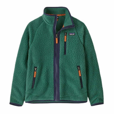 Patagonia K's Retro Pile Fleece Jacket, Conifer Green, front view flat