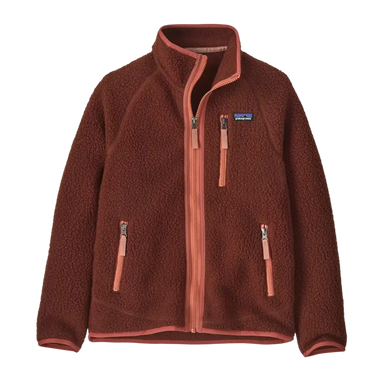 Patagonia Kid's Retro Pile Fleece Jacket in Dried Vanilla, front view flat
