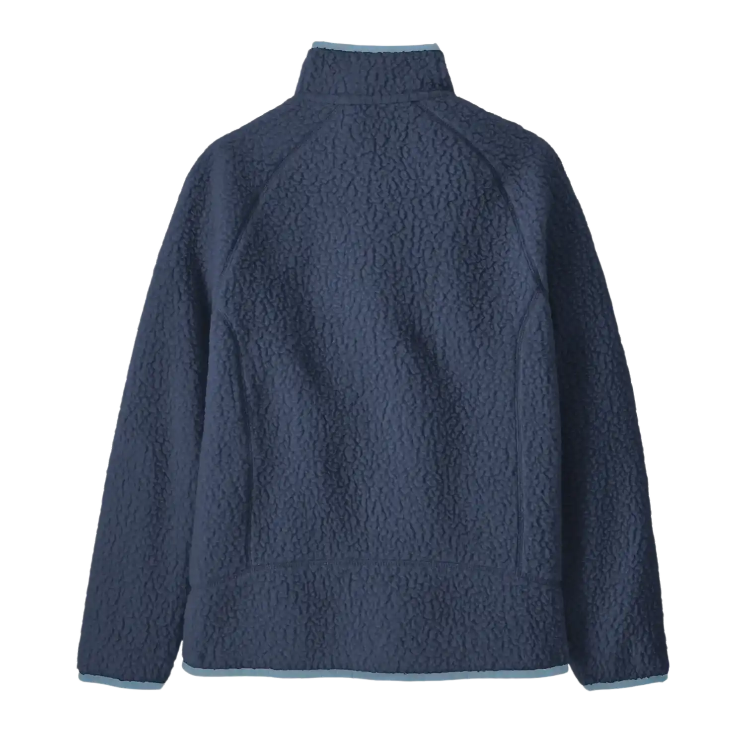 Patagonia Kid's Retro Pile Fleece Jacket in new Navy Plume Grey, back view flat