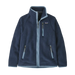 Patagonia Kid's Retro Pile Fleece Jacket in new Navy Plume Grey, front view flat