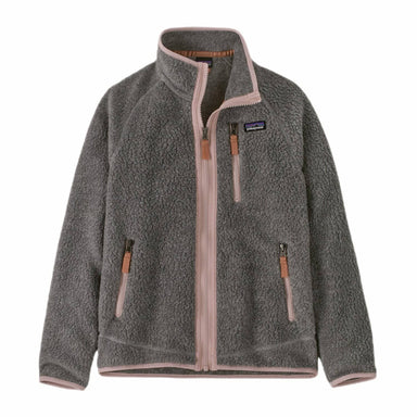 Patagonia K's Retro Pile Fleece Jacket, Salt Grey, front view flat