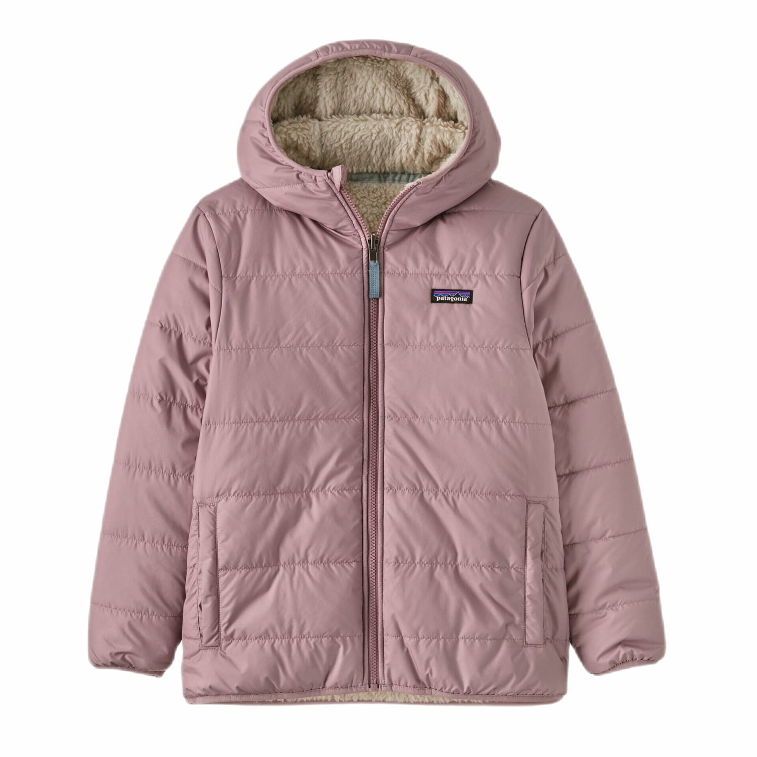 Patagonia K's Reversible Ready Freddy Hoody, Stormy Mauve, front view flat