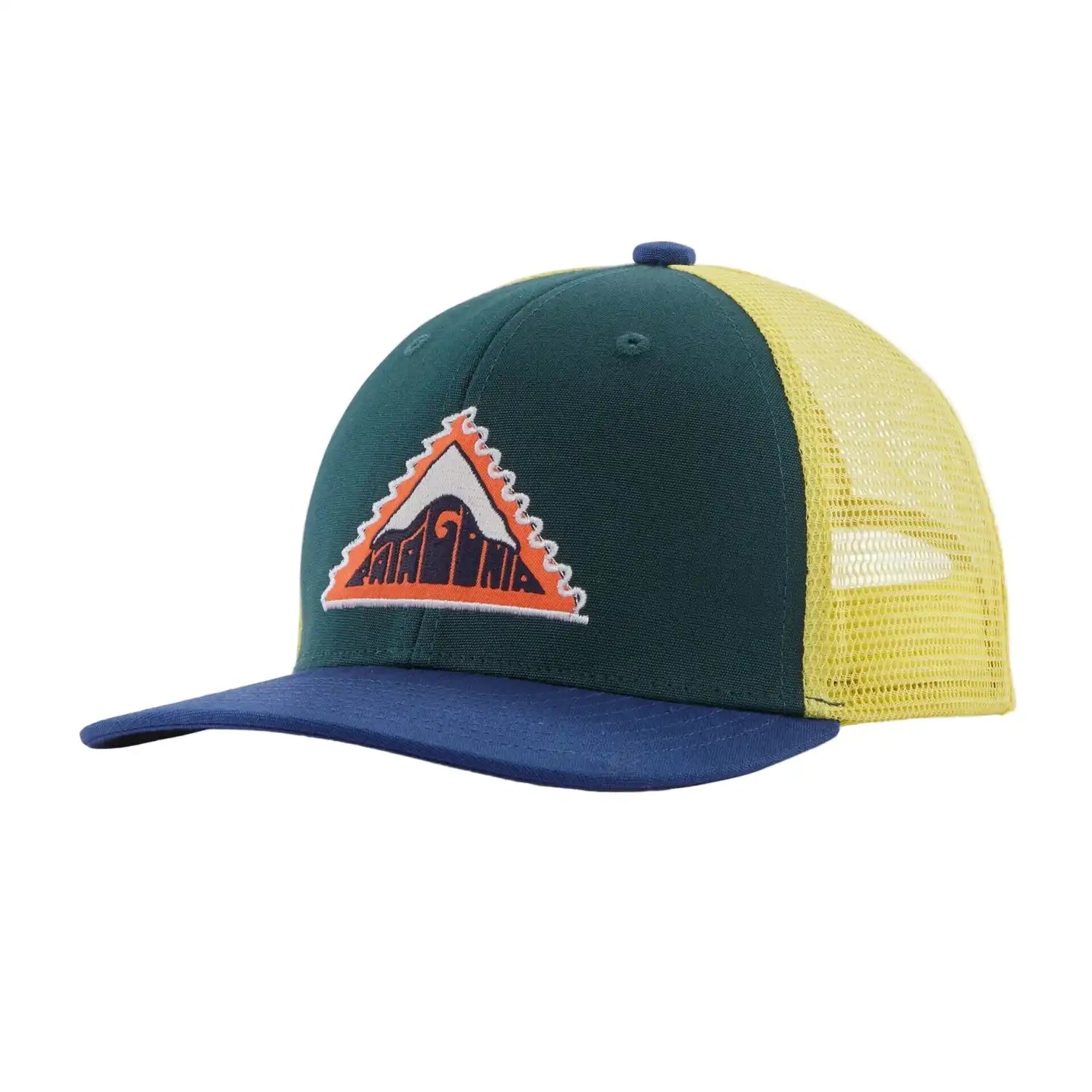 Patagonia K's Trucker Hat in Patch Cascade Green, front view 