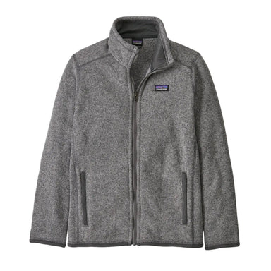 patagonia kids better sweater fleece jacket in salt grey front flat view