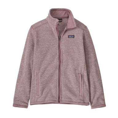 patagonia kids better sweater fleece jacket in stormy mauve front flat view