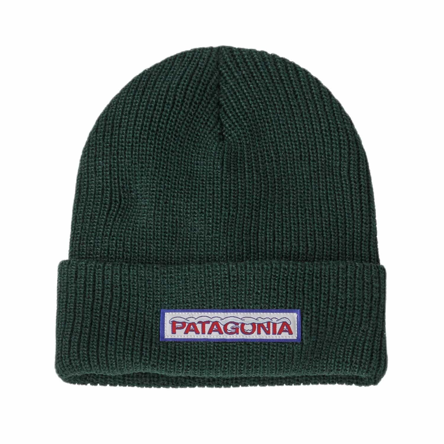 Patagonia Kid's Logo Beanie, Chill Conifer Green, front view flat