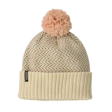 Patagonia Kid's Powder Town Beanie in Confetti Natural, front view flat