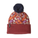 Patagonia Kid's Powder Town Beanie in River Potters Red, front view flat