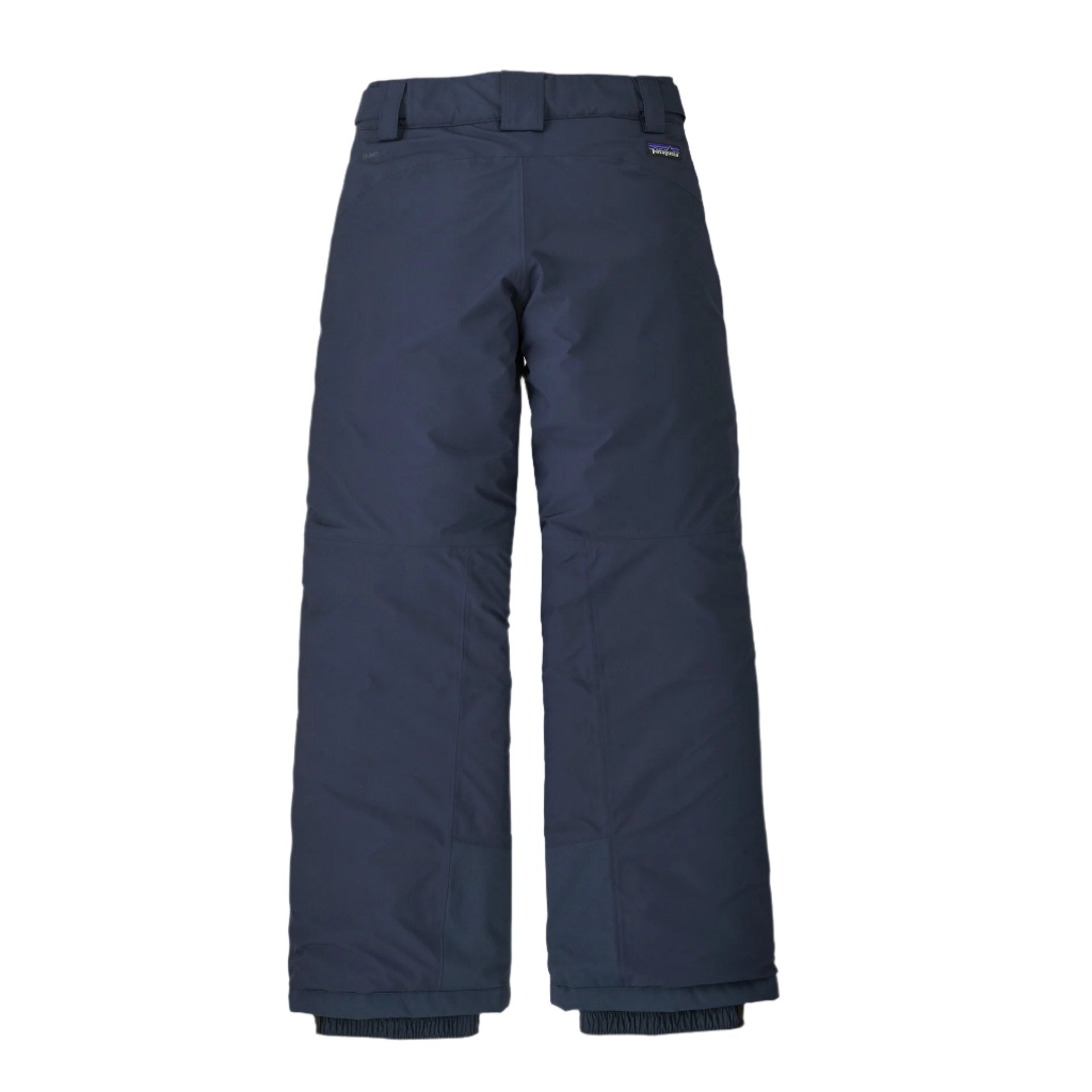 patagonia kids powder town snow pants in new navy back flat view