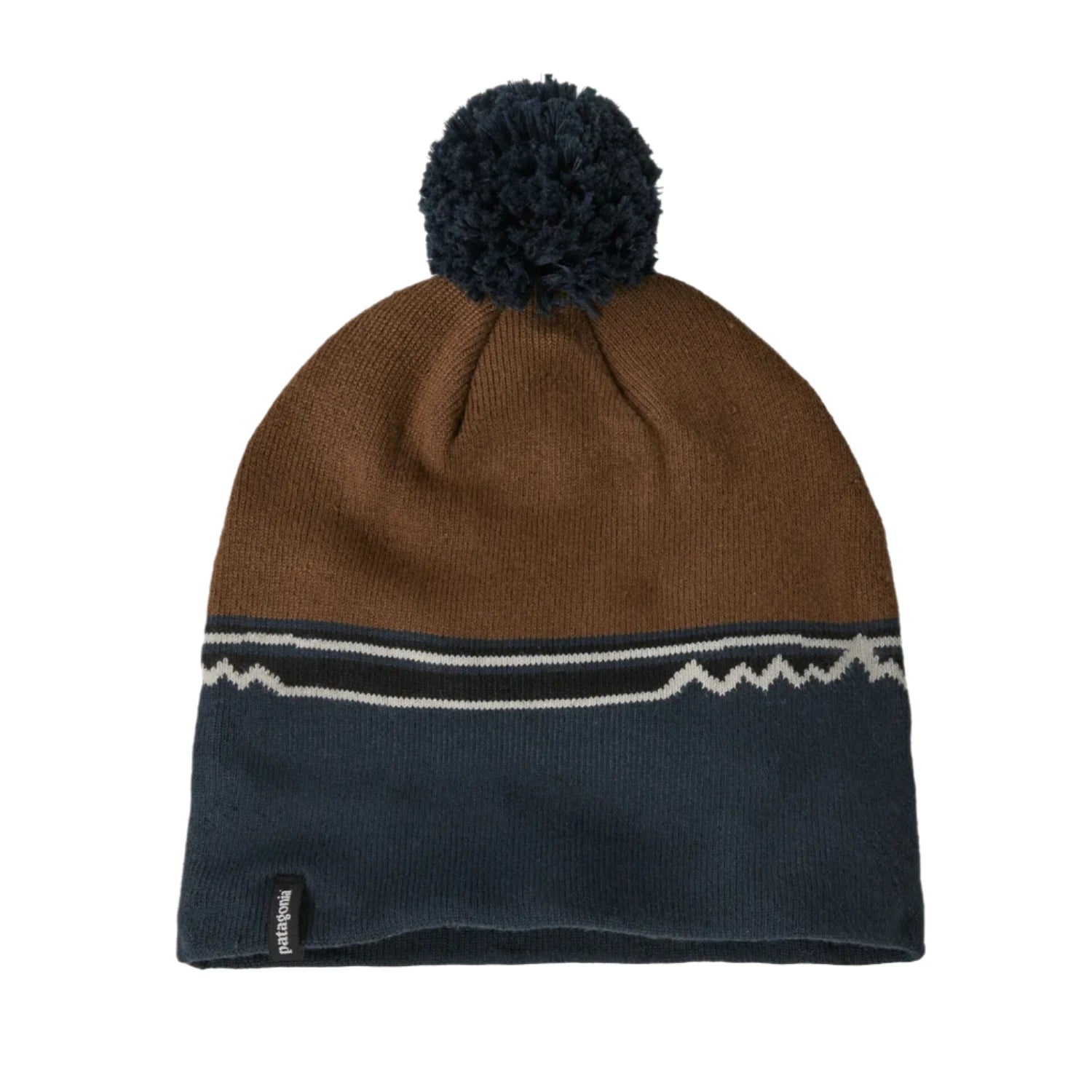 Patagonia Lightweight Powder Town Beanie shown in Skyline Block: Shelter Brown. 