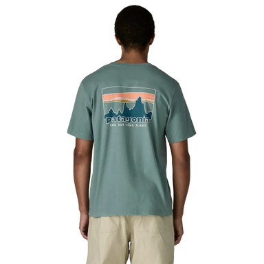 Patagonia Men's '73 Skyline T-Shirt in Blue Sage, back view on model 