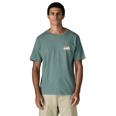 Patagonia Men's '73 Skyline T-Shirt in Blue Sage, front view on model 