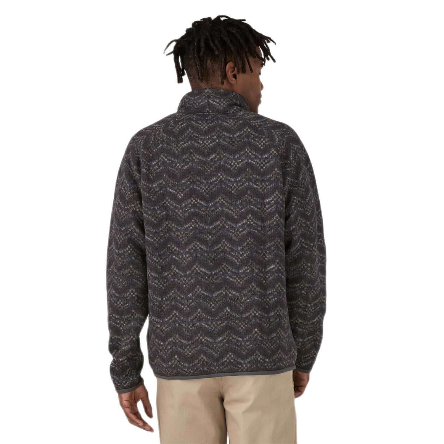 Patagonia M's Better Sweater® 1/4-Zip Fleece, Island Forge Grey, back view on model 