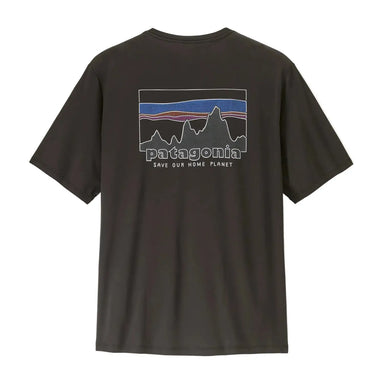 Patagonia Men's Capilene® Cool Daily Shirt - '73 Skyline in Black, back view flat