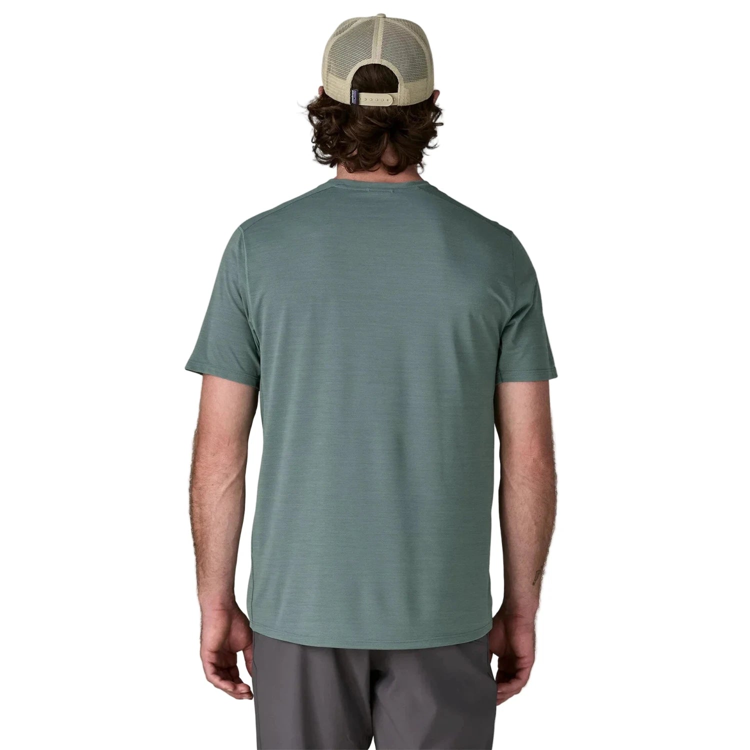 Patagonia Men's Capilene® Cool Ultra Shirt in Blue Sage, Sage X Dye, back view on model 