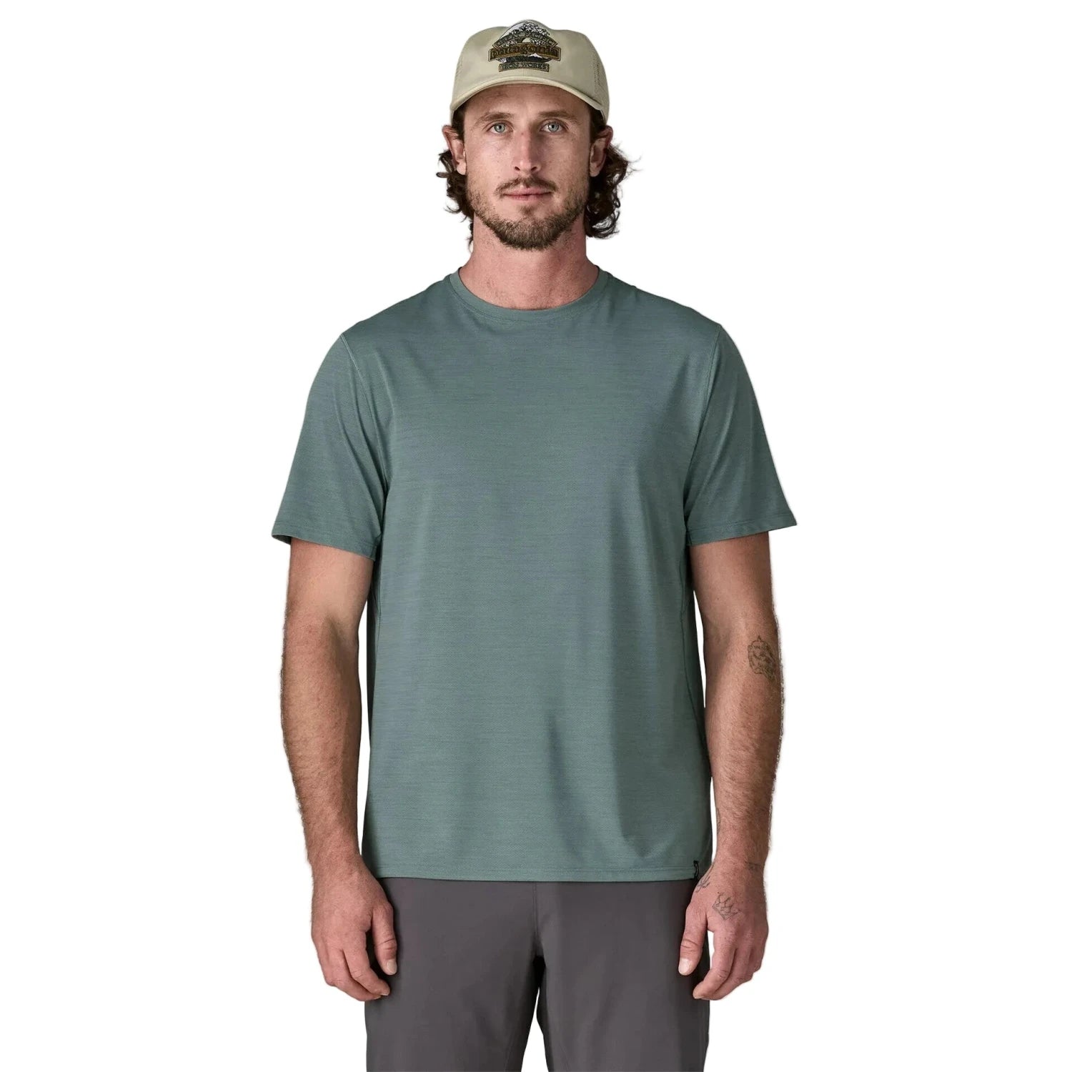 Patagonia Men's Capilene® Cool Ultra Shirt in Blue Sage, Sage X Dye, front view on model 
