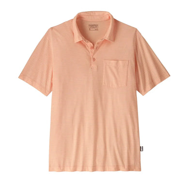 Patagonia Men's Daily Polo Shirt in Twin Rope Sunlit Pink, front view flat
