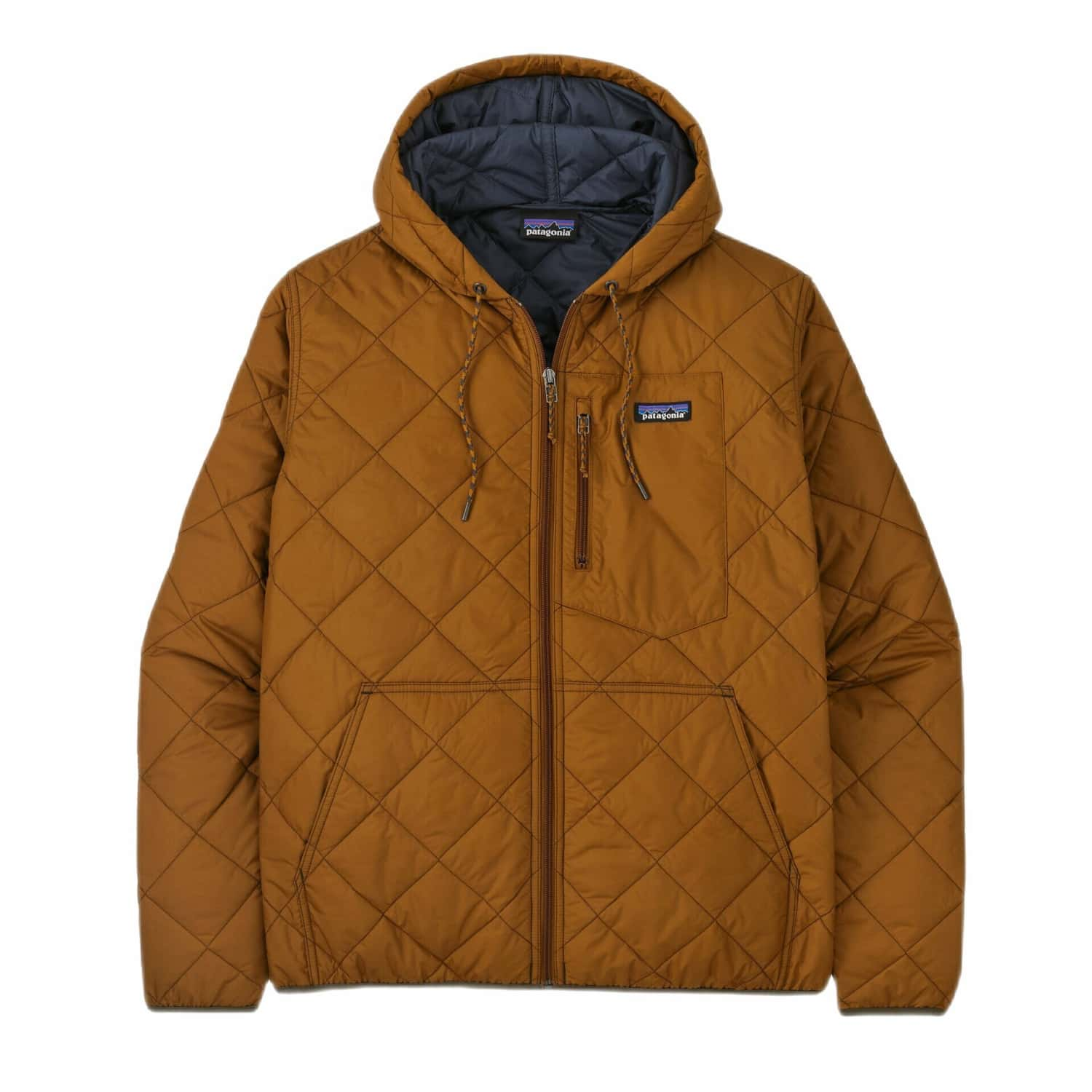 Patagonia M's Diamond Quilted Bomber Hoody, Shelter Brown, front view flat