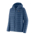 Patagonia Men's Down Sweater Hoody in Clement Blue, front view flat 